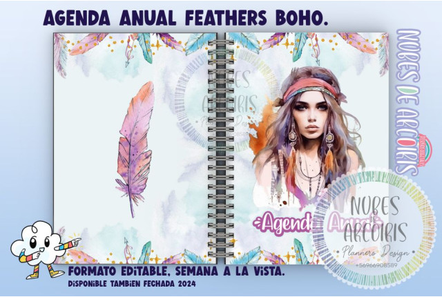 Agenda Anual Feathers Boho (sin fechar)