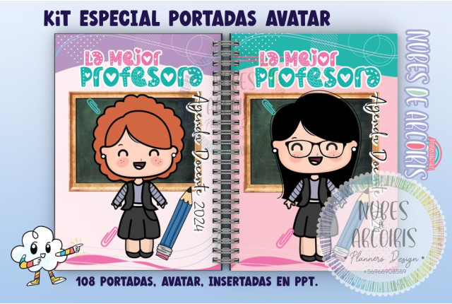 SUPER KIT portadas PROFESORAS (Docentes) CUTE