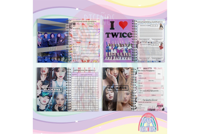 Kit Imprimible Libretas Escolares K -Pop  Pack 1