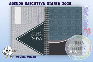 Agenda Diaria Formal Neutra 2025 con horas