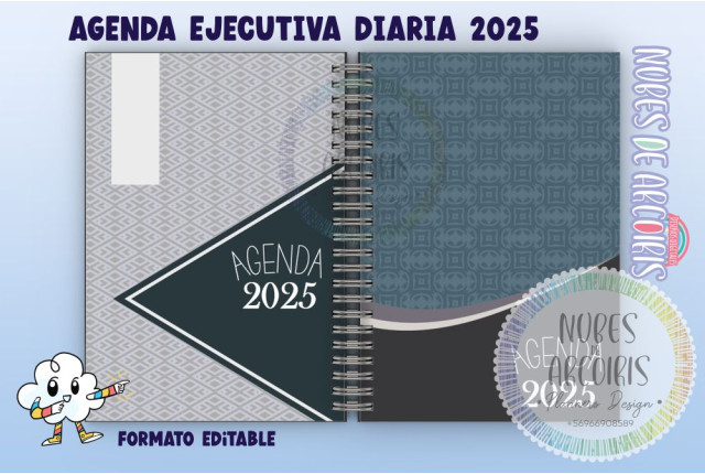 Agenda Diaria Formal Neutra 2025 con horas