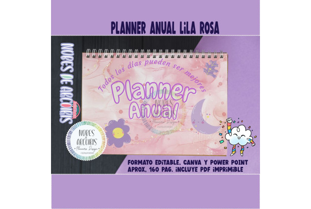 Planner Horizontal Lila Rosa