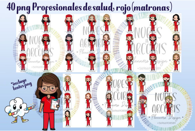 Clipart Profesional salud delantal ROJO (Matronas).