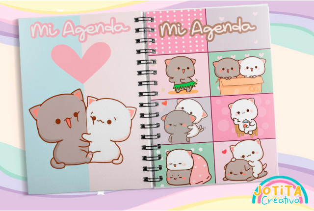 Agenda Peach & Goma – Gatitos Kawaii Enamorados 