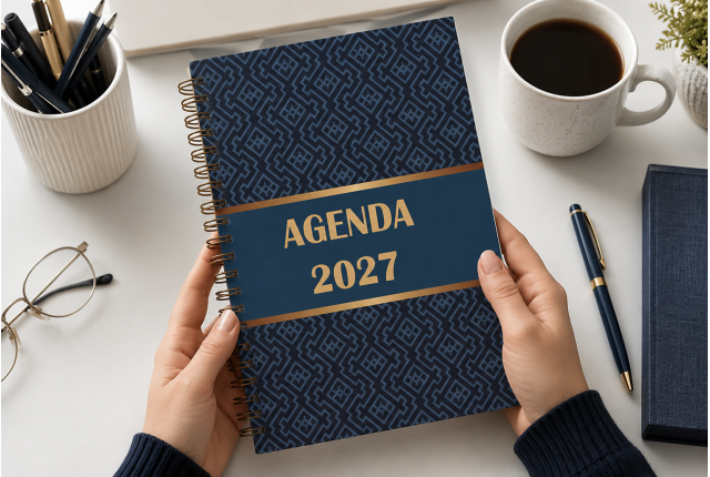 Agenda Corporativa Semanal 2027 Clásica Neutra 