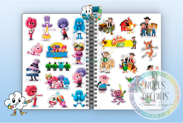 PACK STICKERS 14 DIBUJOS INFANTILES 